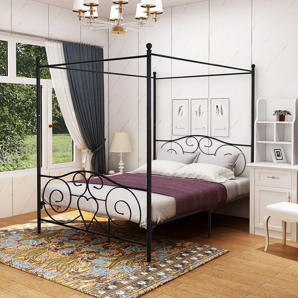 Black bed frame outlet queen with headboard