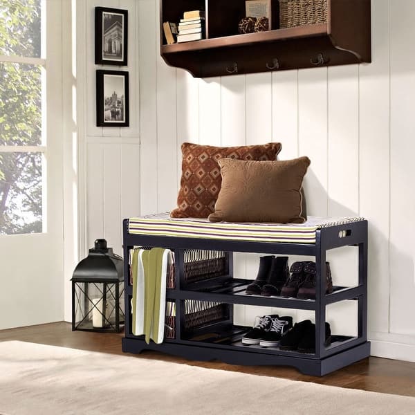 Shop 2 Basket Padded Entryway Shoe Storage Bench Rack Black
