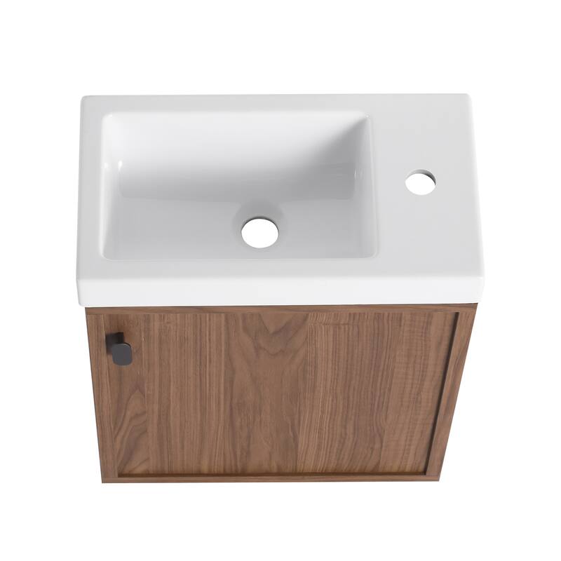 GDFStudio - Helsinki 18.5" Modern Wall-Mounted Bathroom Vanity Set with Resin Sink, Soft Closing Door & Antirust Hardware