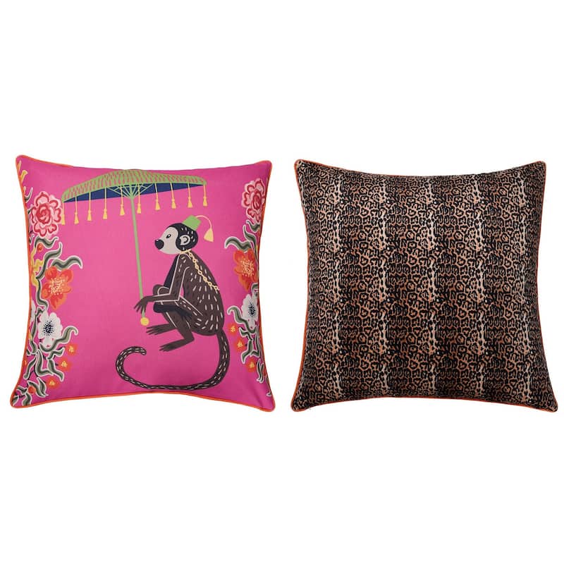 Dann Foley - Double Sided Pillow - Hot Pink, Multi, Cheetah