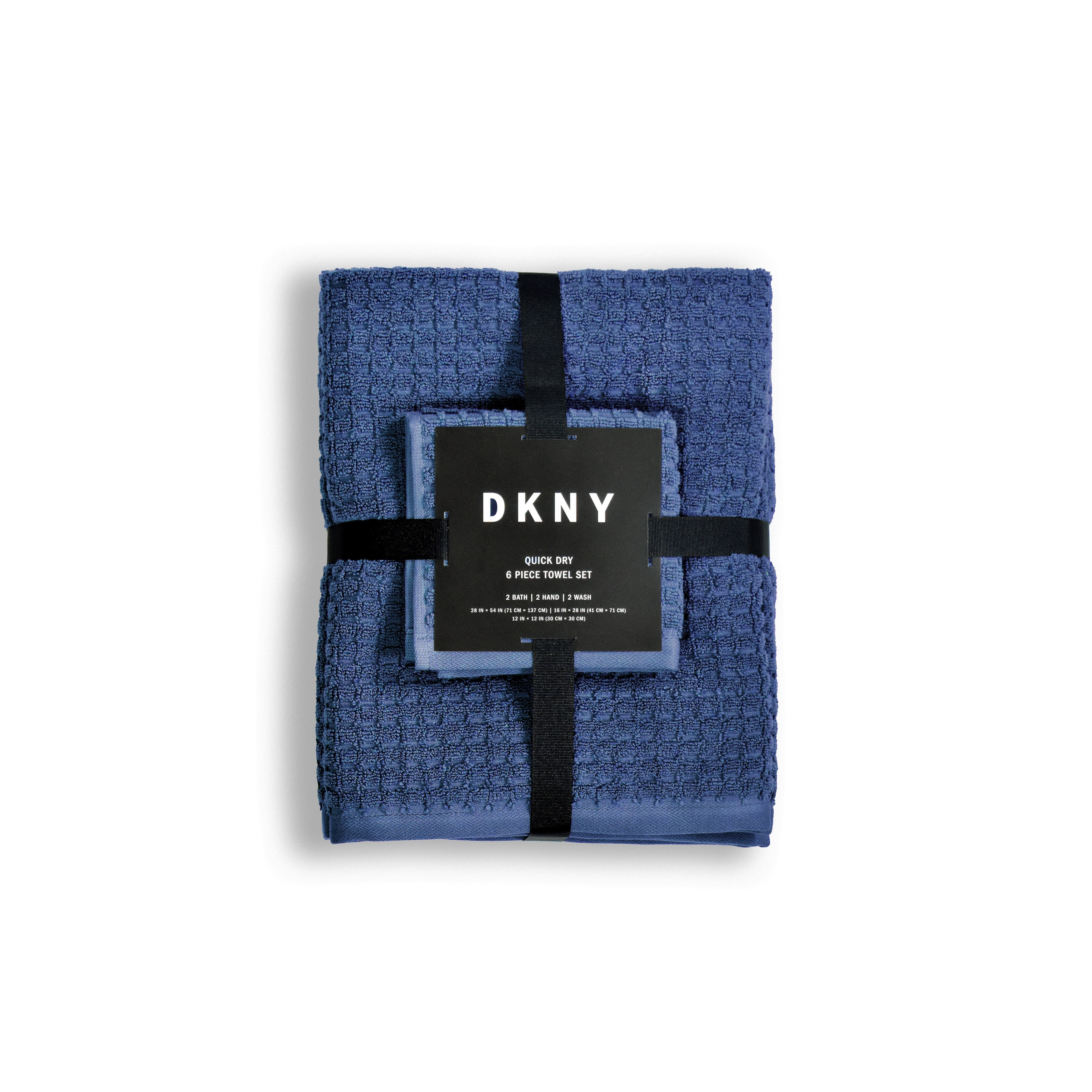 DKNY Quick Dry 100% Cotton Towels, 6 Pack Washcloths - 12 x12, Grey