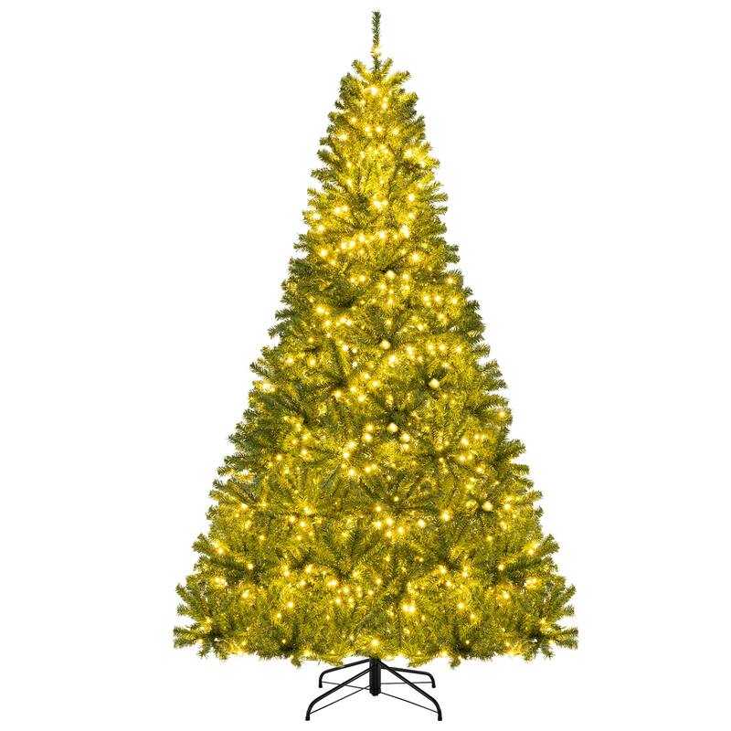 Gymax 8 FT Pre-Lit Artificial Christmas Tree w/ 1200 Warm White LED