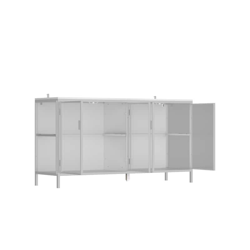 Display Storage Cabinet with Glass Shelves & Lighting Booshelf - 55.1"
