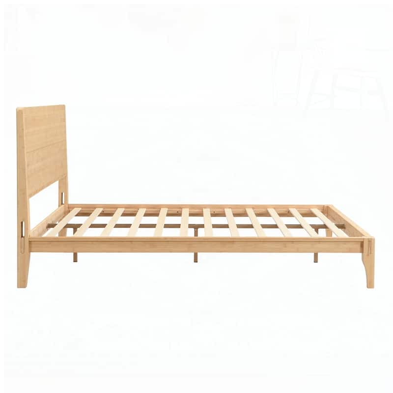 Bamboo Wood Platform Bed with Wood Slat Support