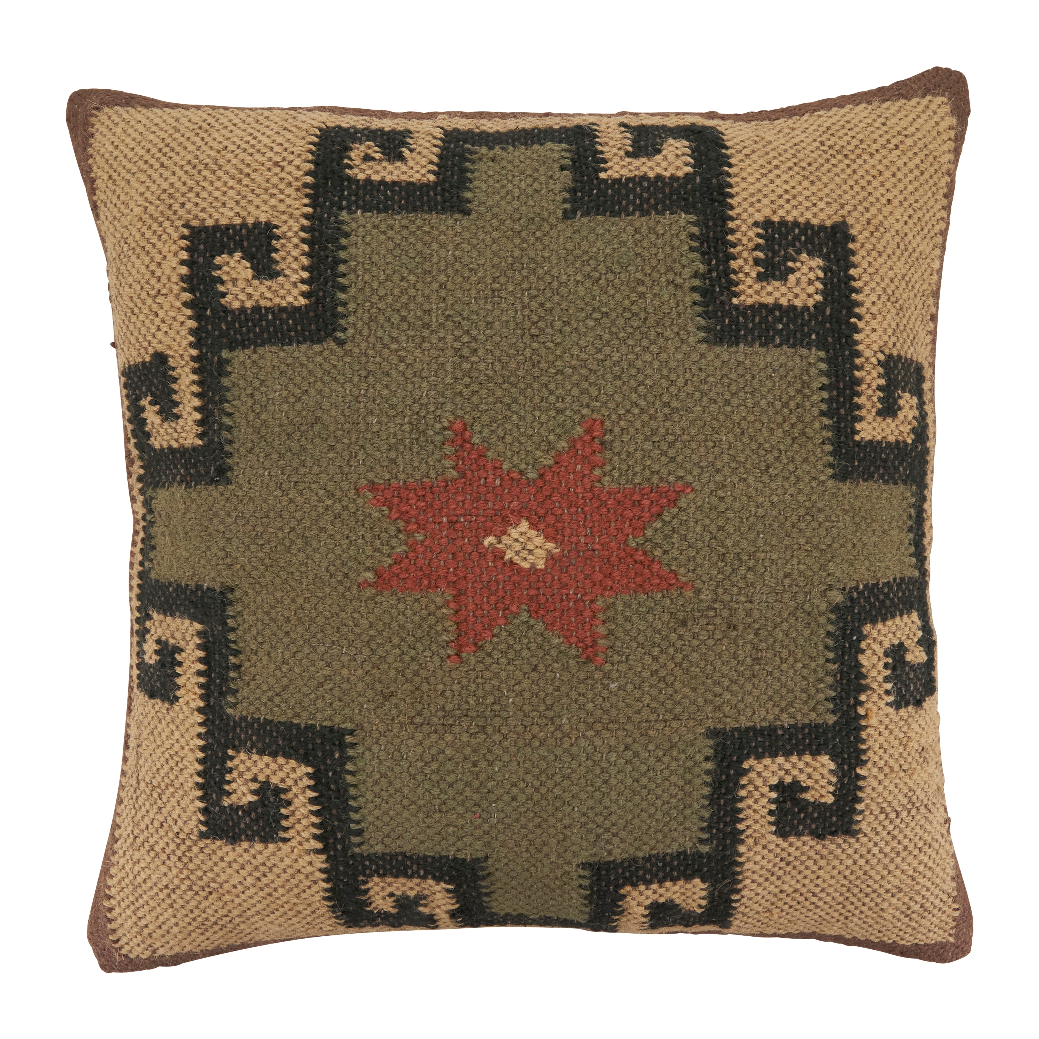 Southwestern Geometric Throw Pillow - Rustic Woven Throw Pillow for Boho Farmhouse Lodge Decor.
