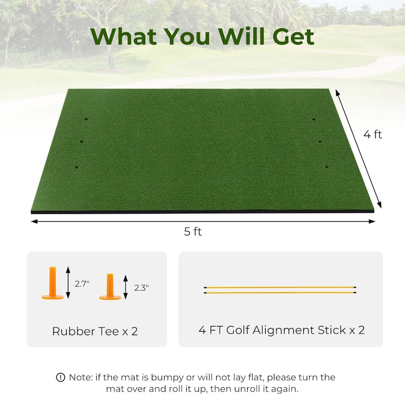 Costway 5 x 4 FT Golf Hitting Mat Artificial Indoor Outdoor Turf Golf - See Details