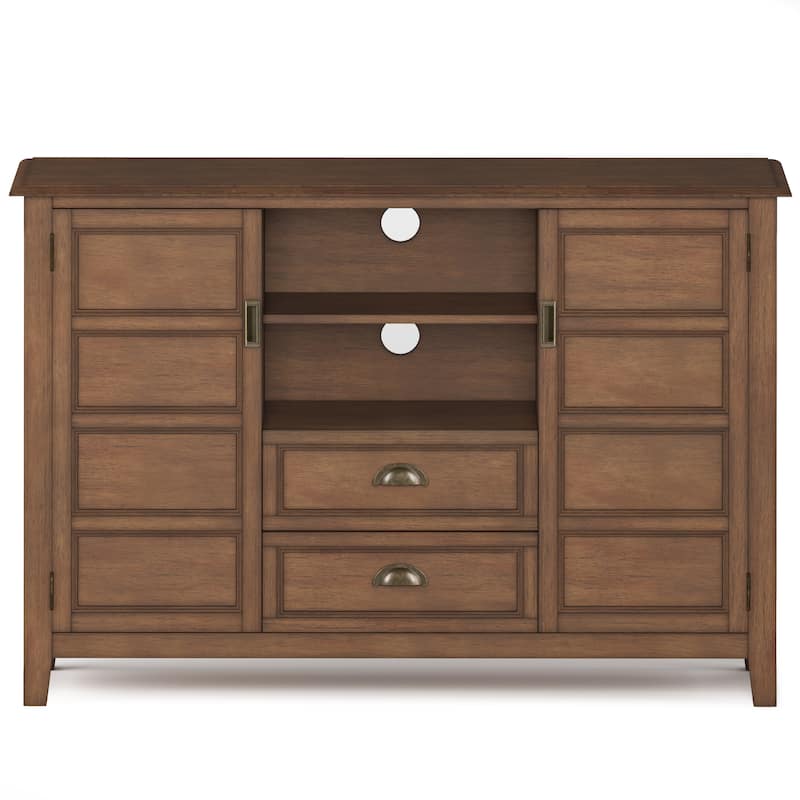 WYNDENHALL Portland SOLID WOOD 54 inch Wide Transitional TV Media Stand For TVs up to 60 inches - 54"w x 17.5"d x 36" h