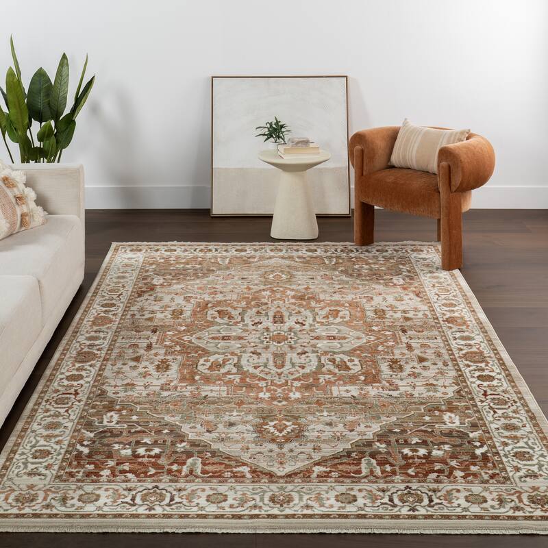 Nuloom Oliveira Floral Medallion Fringe Area Rug