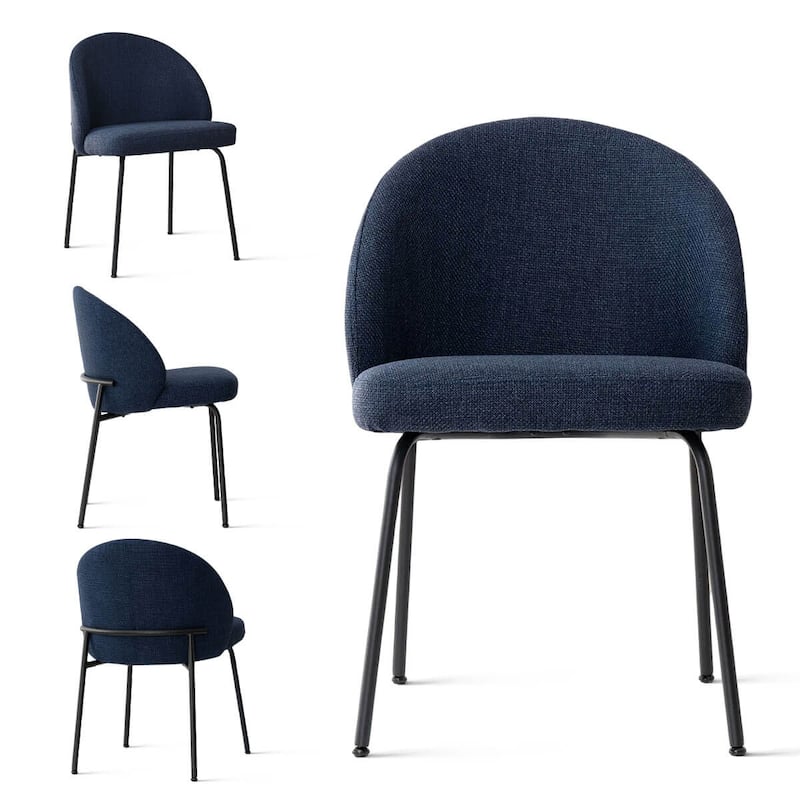 Modern Fabric Dining Chairs with Curved Back and Steel Legs, Set of 4