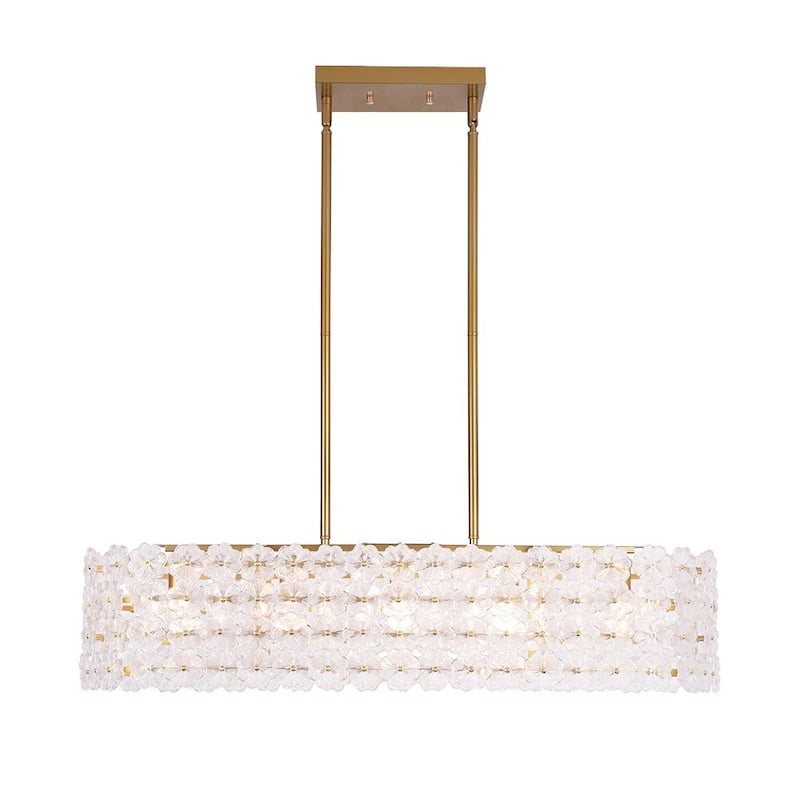 Glam 5-Light Glass Blossom Lantern Linear Island Chandelier 36.2 in