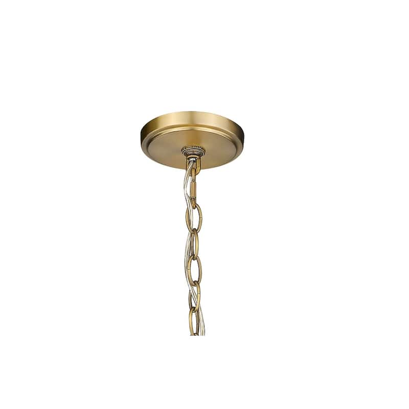 8 Light Large Rustic 26"W x 31"H with Shades Two-tier Chandelier in Aged Brass