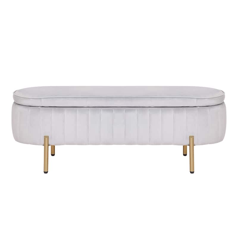 Porthos Home Vrai Storage Ottoman Bench, Velvet and Gold Legs