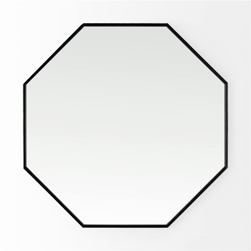Helix Black Metal Frame Octogonal Mirror - 38" x 38"