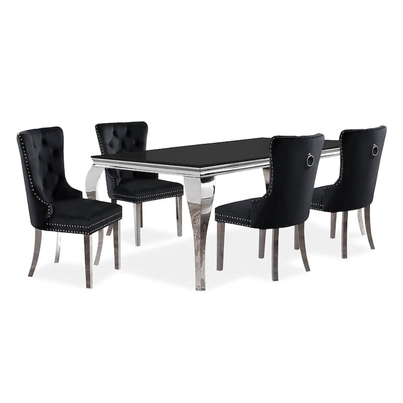 Pizo Glam Glass Top 5-Piece Dining Table Set by Furniture of America