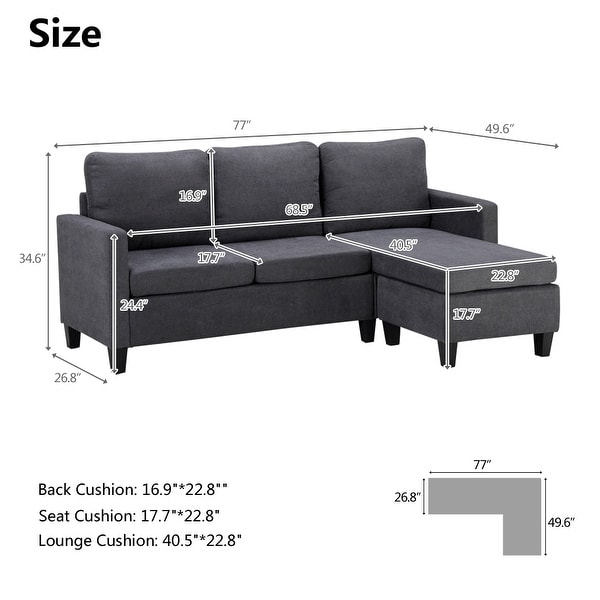 Reversible L-shaped Sectional Sofa Set