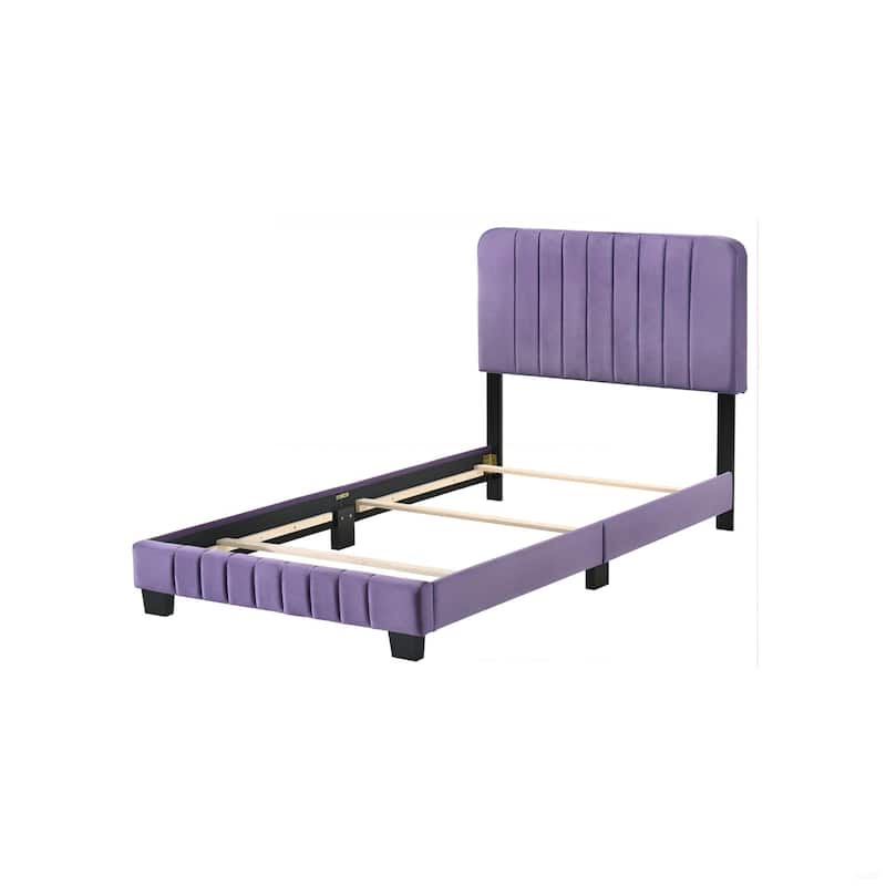 Vibrant Purple Contemporary Twin Bed with Sturdy Frame and Modern Design
