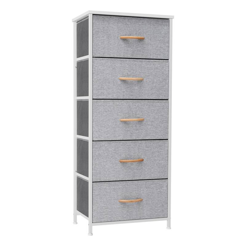 Crestlive Products Household 5-Drawer Vertical Dresser Storage Chest - Light Gray - 5-drawer
