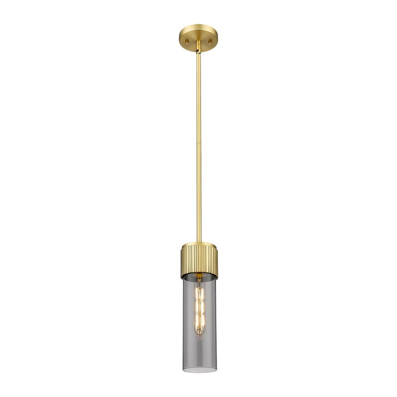 Innovations Lighting Bolivar - 1 Light 12" Stem Hung Pendant - Brushed Brass/Light Smoke