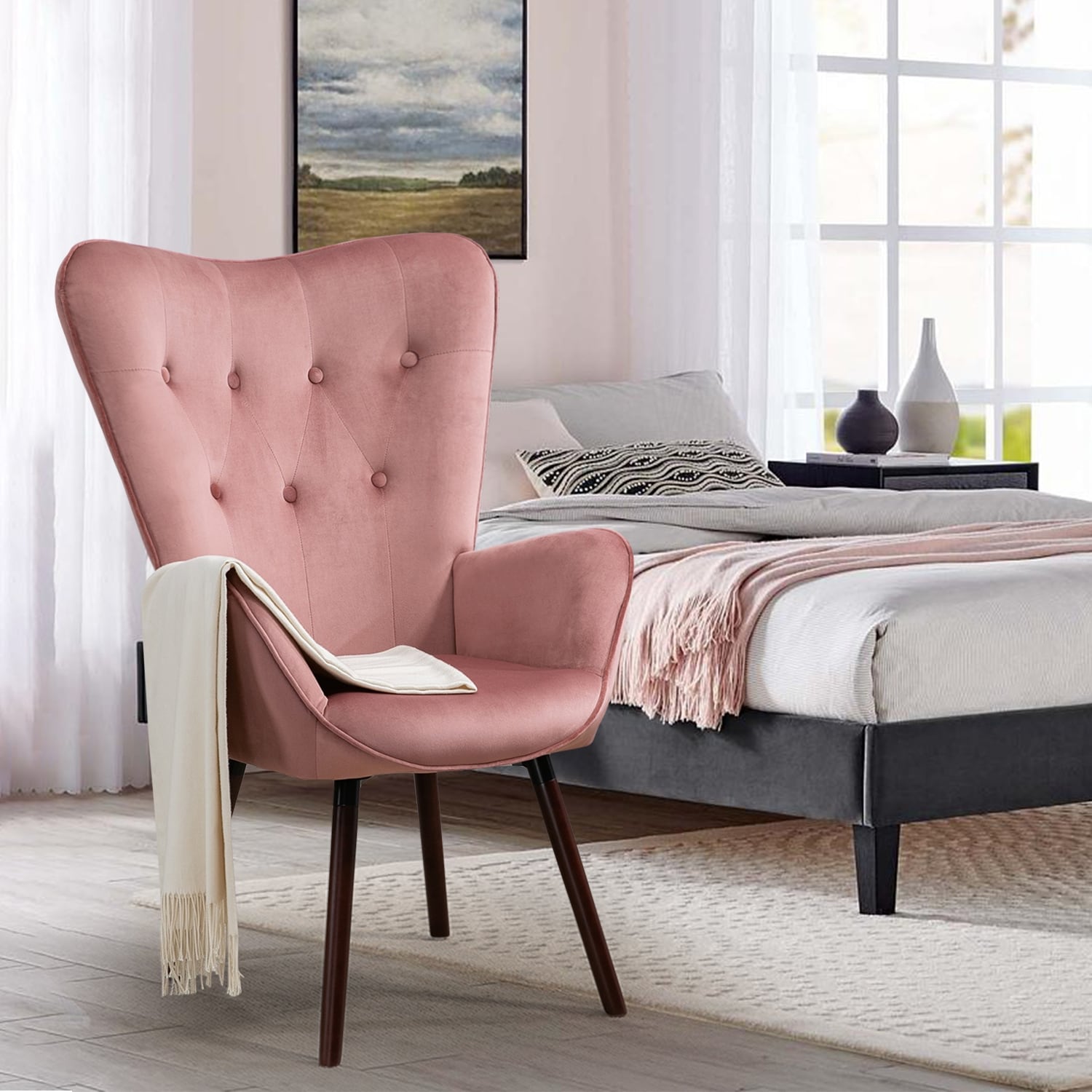 Carson carrington falltorp velvet tufted accent chair sales
