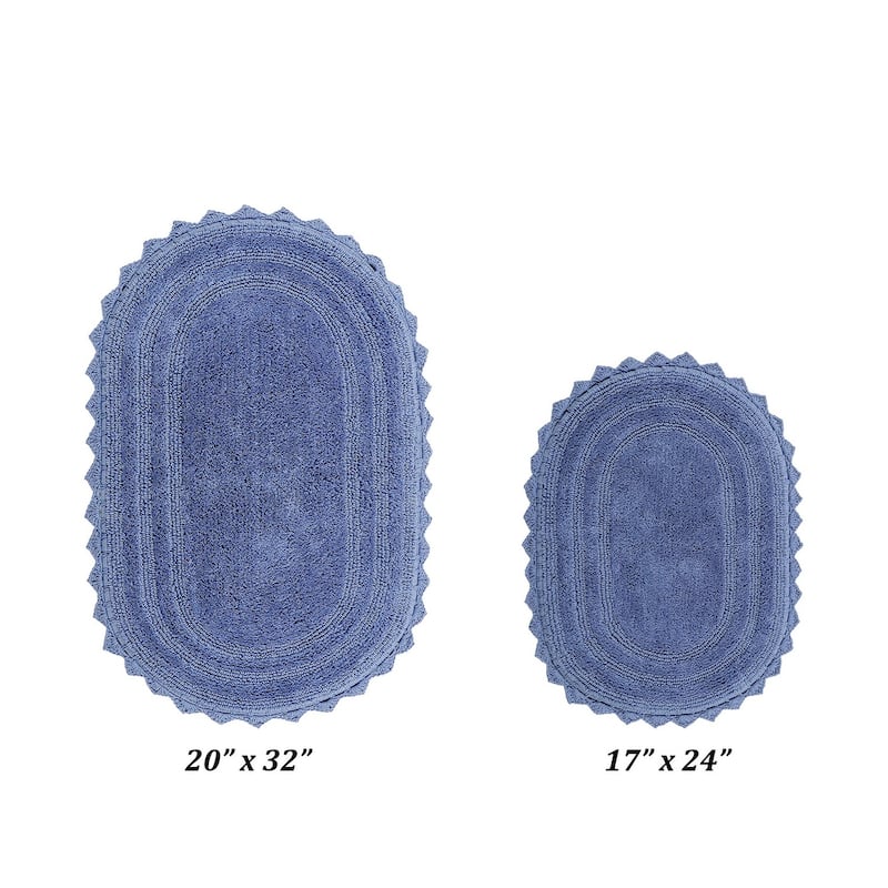 Better Trends Oval Bath Rugs Set 100% Cotton Soft & Water Absorbent Tufted Bathroom Rug for Shower, Sink Bath Mats Lilly Crochet
