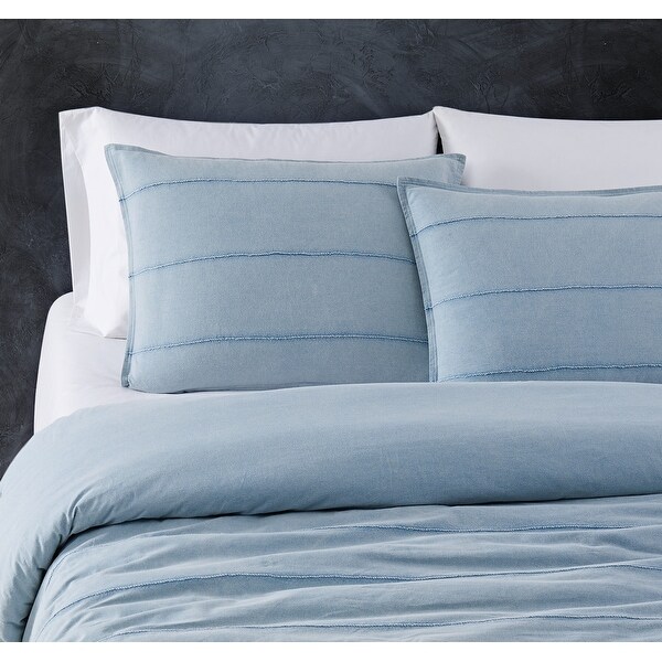 Sean authentic John Stonewashed Blue Cotton Duvet Cover Set 3 pc KING