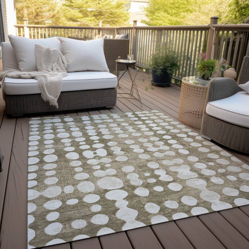 Machine Washable Indoor/ Outdoor Chantille Dots Abstract Rug