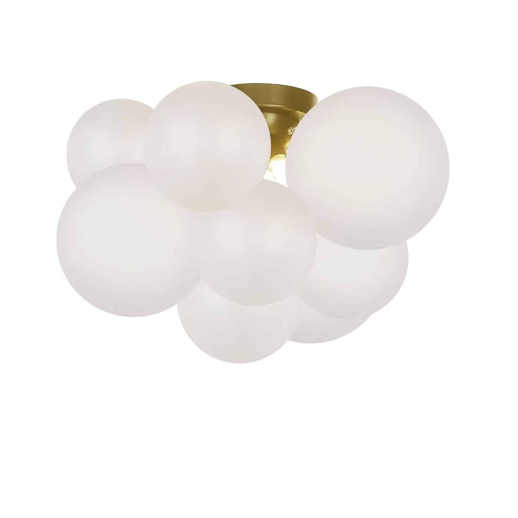 3-Light Flush Mount Ceiling Light - Frosted Glass Shade, 14.25 Inch, Hardwired - 14.5