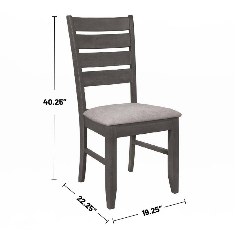 Set of 2 Dining Chairs with Fabric Upholstered Seat - Dark Gray