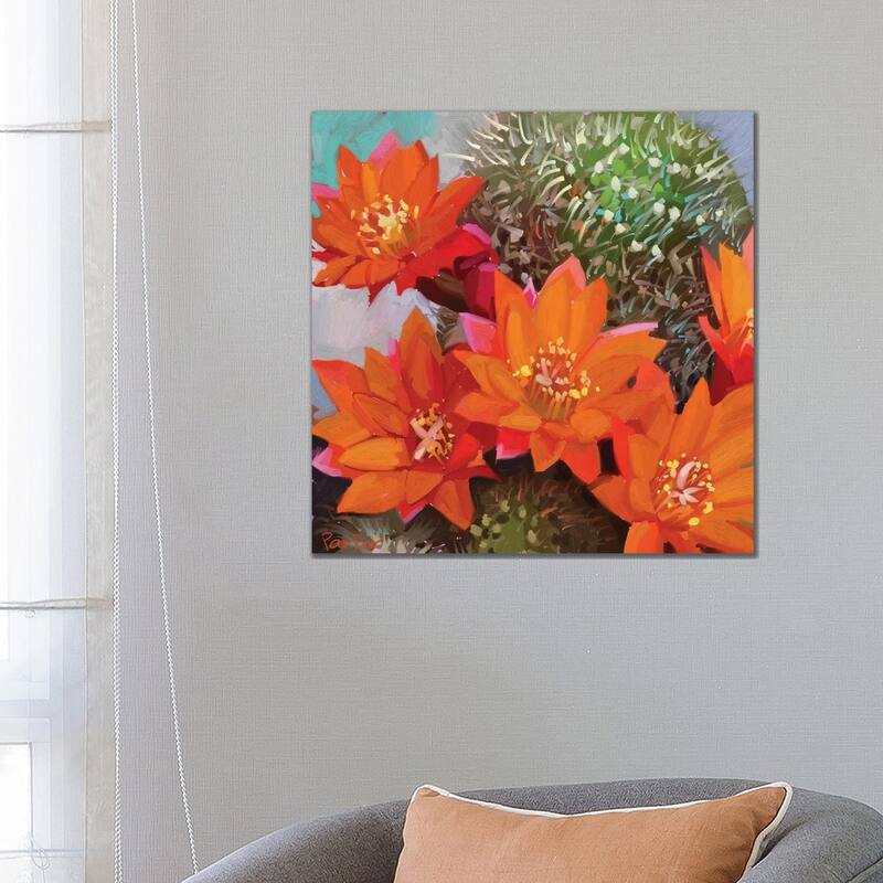 iCanvas "Orange Cactus" by Teddi Parker Canvas Print - 26x26x1.5