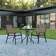 preview thumbnail 1 of 9, 3 Piece Patio Dining Set - Glass Table, 2 Flex Stack Chairs Brown