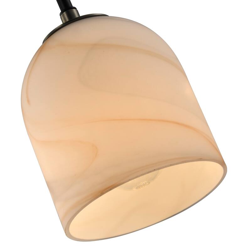 Artcraft Crema - 1-Light Pendant - Black with Brushed Brass Accent - Alabaster Style Swearl Glass Shade