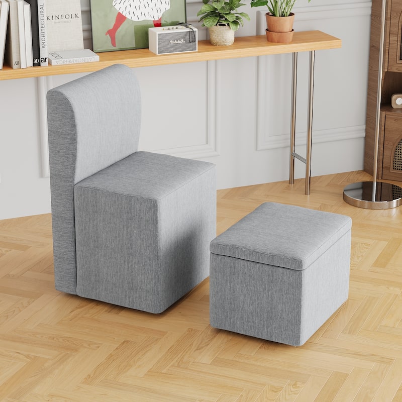 Dining Chair With Casters, Modern Rolling Dining Chair, Footstool With Wheels
