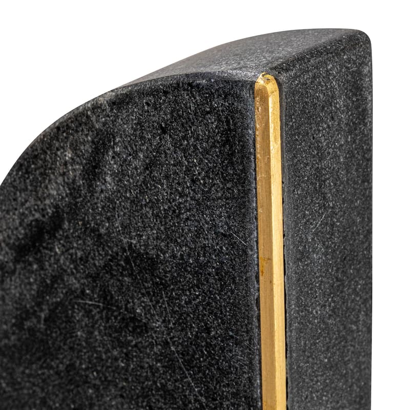 Arched Marble Bookends with Brass Detail - 5.5"L x 1.5"W x 7.0"H