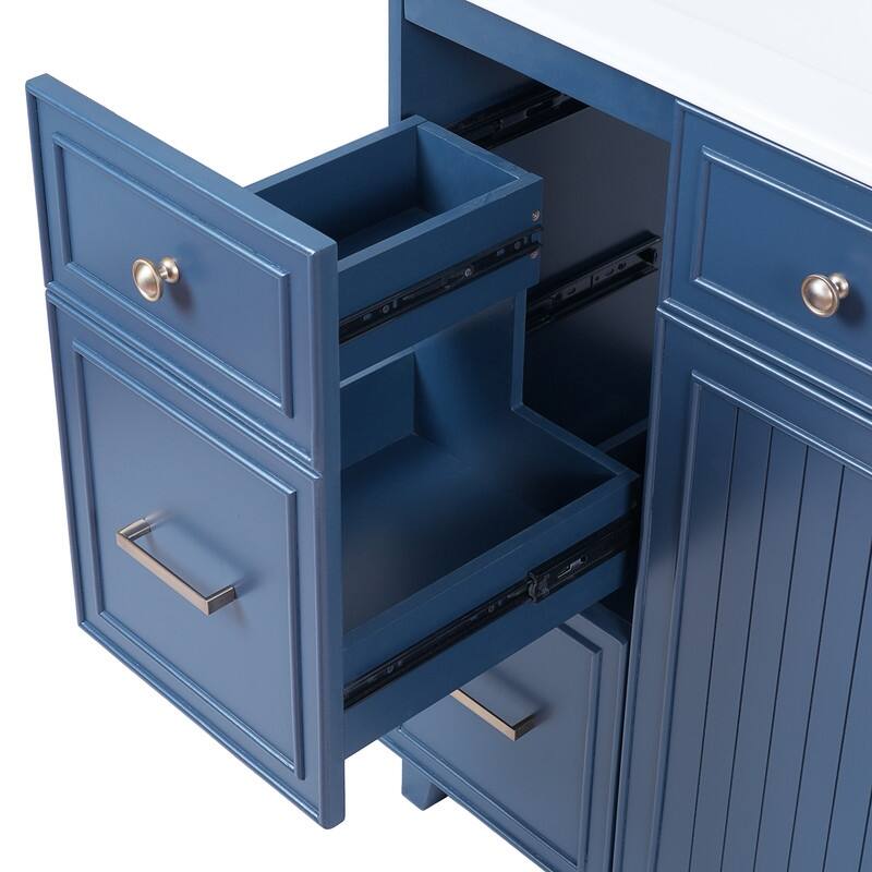 Transitional Style 36-inch Bathroom Vanity with Ceramic Sink, 2 Soft-Close Doors Freestanding Cabinet with 2 Drawers