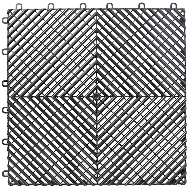 Anmytek Heavy Duty Interlocking Garage Floor Tiles Modular Plastic Snap Together Non Slip Drainage Mats