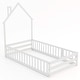 preview thumbnail 13 of 18, Twin Size House Shape Floor Bed with Lockable Door and Full-Length Guardrail