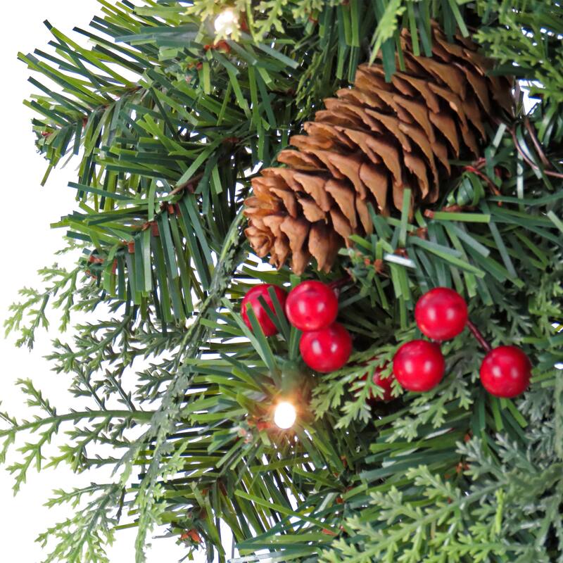 National Tree Company Pre-Lit Holly Berry Wreath and Garland Assortment - 9 ft
