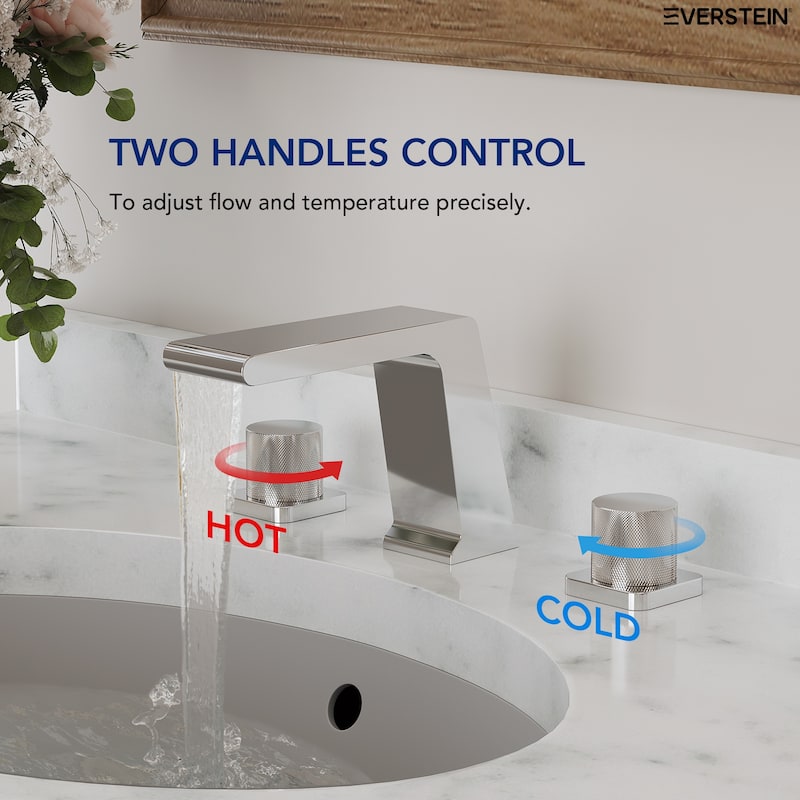 Widespread Bathroom Faucet, Double Handle 3 Hole Bathroom Sink Faucet Waterfall Spout