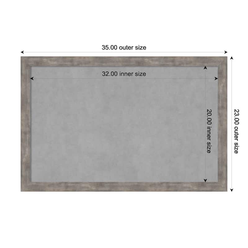 Amanti Art Marred Pewter Framed Magnetic Board - Board Size 32x20