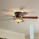 preview thumbnail 2 of 13, Warehouse of Tiffany Margno 52-Inch Flushmount Lighted Ceiling Fan Jewel Cut Design Tiffany Glass Lamp Black Finish