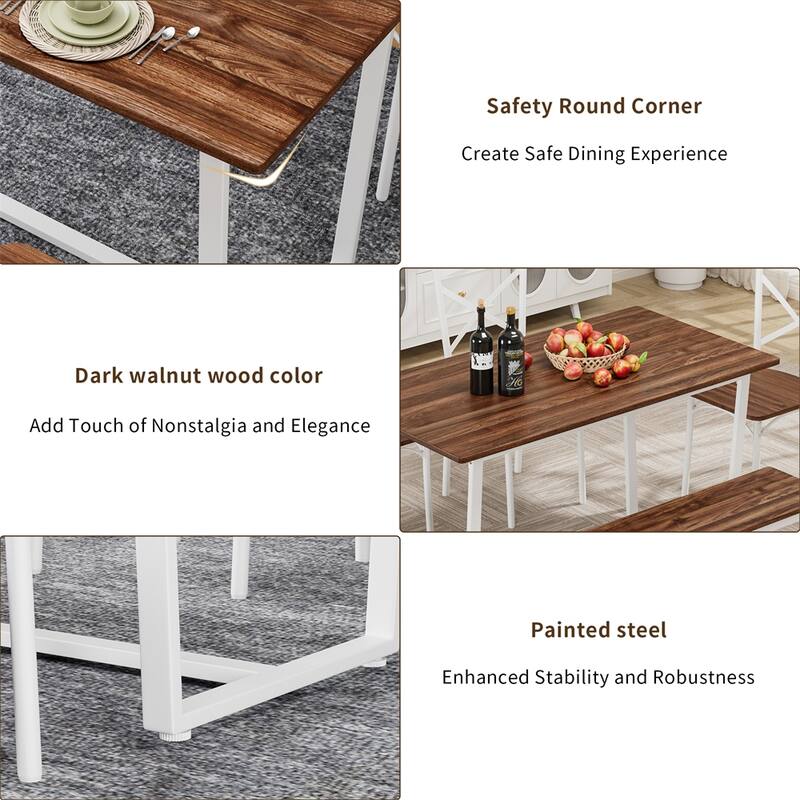 6 Pieces Dining Set,6-Piece Kitchen Table Set,Breakfast Nook