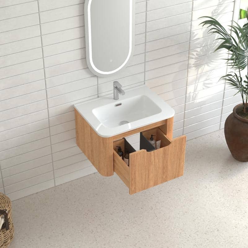 Floating Bathroom Vanity with Ceramic Sink Top Wall Mounted