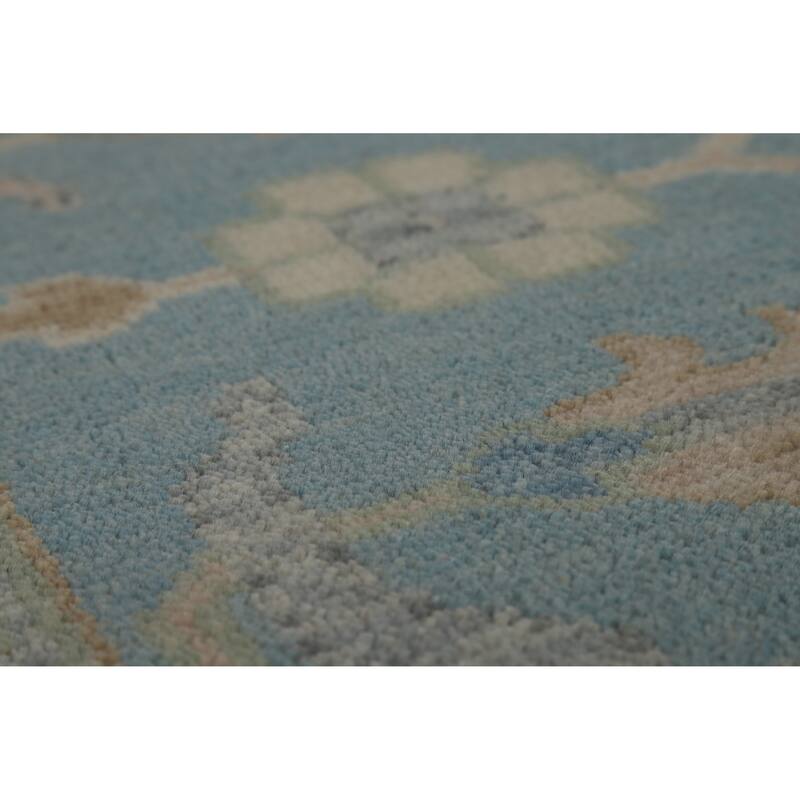 Hand Knotted Oriental 100% Wool Carpet Transitional All-Over Pink Oushak Area Rug - 11' 11'' X 9' 0''