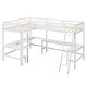 preview thumbnail 23 of 30, Contemporary Wood Twin Size L-Shaped Loft Bed with Ladder and 2 Built-in L-Shaped Desks, 2 Beds in 1, Solid Construction, Gray