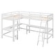 preview thumbnail 7 of 14, Wood Twin Size L-Shaped Loft Bed with Ladder and 2 Built-in Desks, White