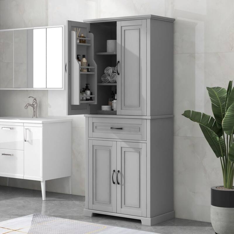 Bathroom Storage Cabinet with Doors and Drawer Multiple Storage Space Adjustable Shelf