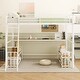 preview thumbnail 3 of 7, Full Size Loft Bed with Build-in Desk, Metal Bed with Storage Shelves and Charging Station for Bedroom, White
