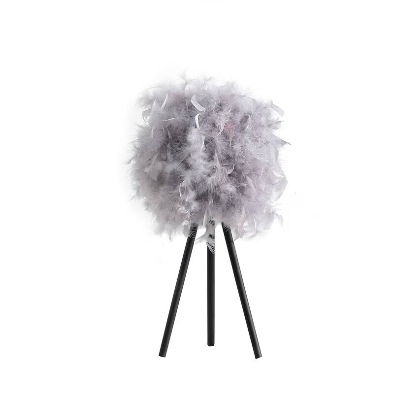 Soft Feather Shade Modern Tripod Metal Table Lamp