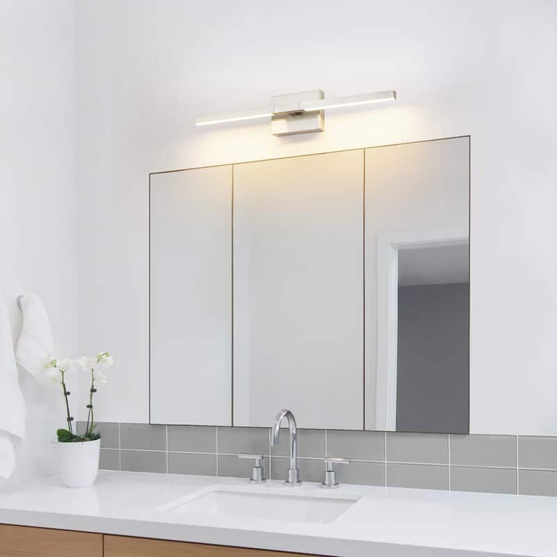 23.6" W Modern Matte Black/Stained Nickel 3000K Dimmable LED Bathroom Vanity Wall Light