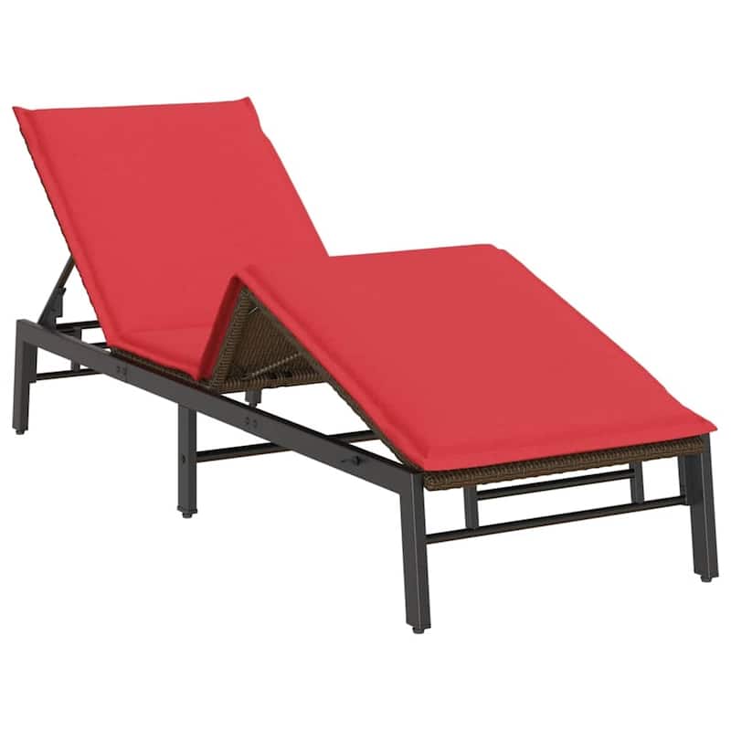 vidaXL Sun Lounger with Cushion Poly Rattan - 78.7" x 23.2" x 9.8"/19.3"/23.2"/26.4"